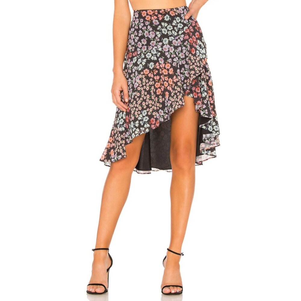 Lovers + Friends Stella Ruffle High Low Mini Skirt Floral‎ Garden Party Coquette